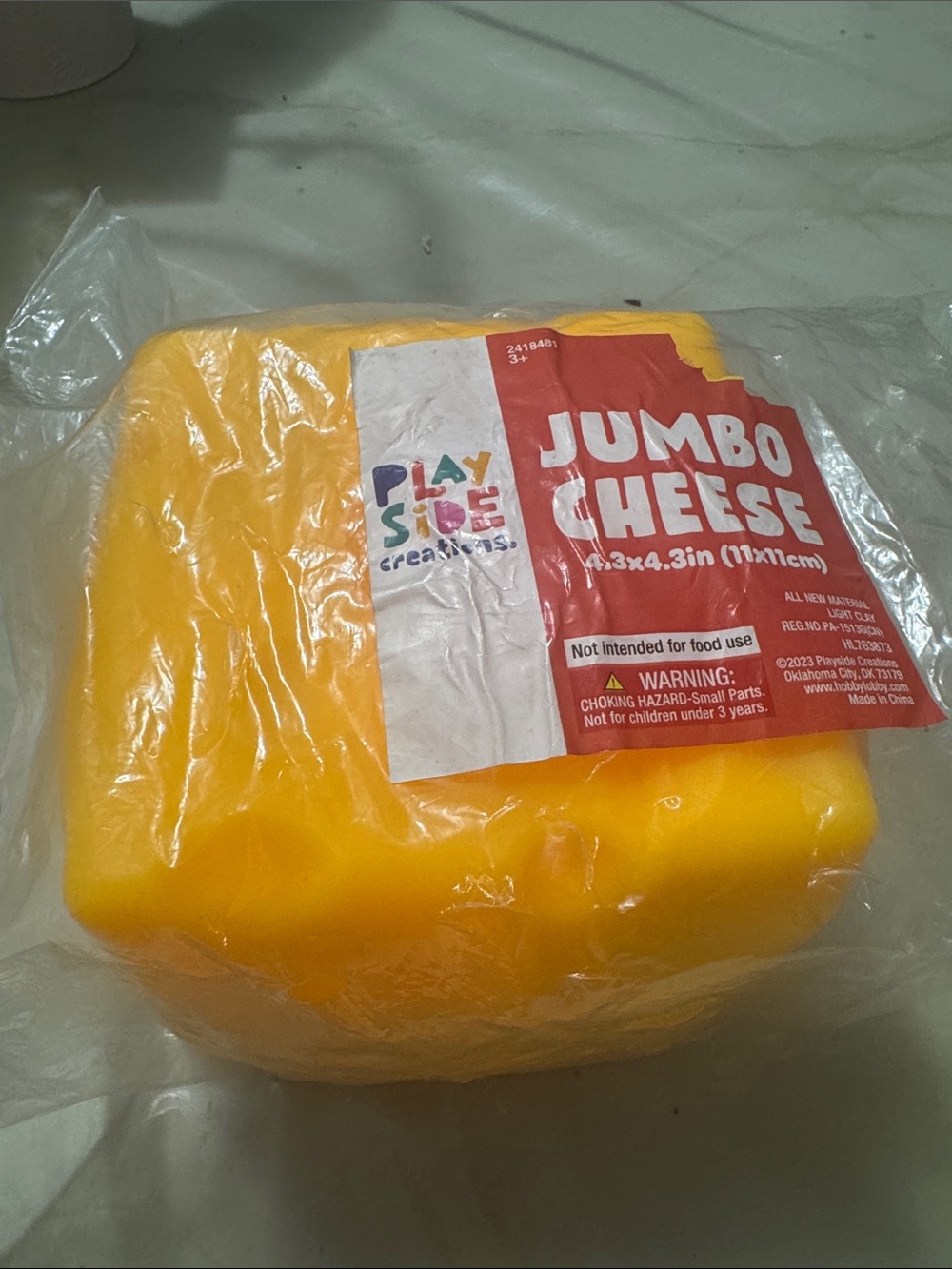 Playside Creations Jumbo Cheese Plush Toy - Yellow